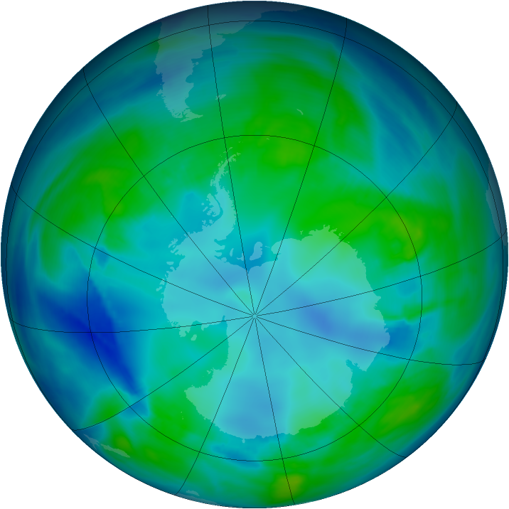 Antarctic ozone map for 30 April 2008